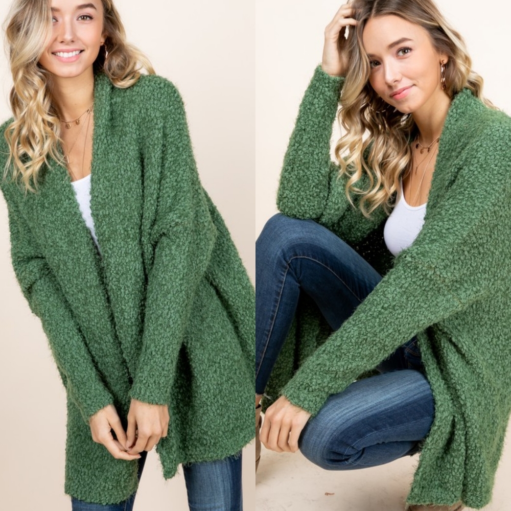 LAST 1! Gorgeous green popcorn cardigan - Picture 1 of 7